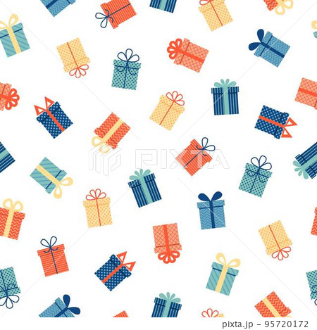 Gift boxes, presents seamless pattern isolated on white Gift boxes, presents seamless pattern isolated on white 95720172