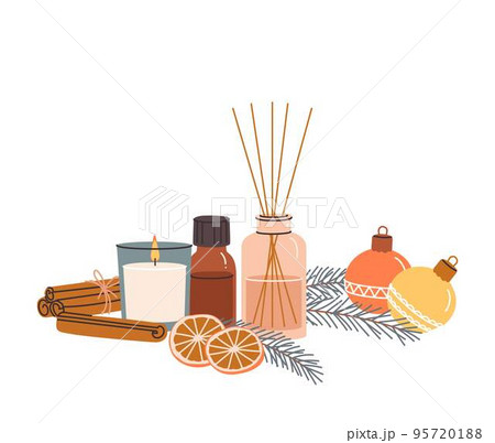 Composition with aromatherapy accessories with essential oils. Composition with aromatherapy accessories with essential oils. 95720188