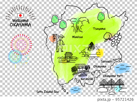 手寫岡山觀光景點簡單線描圖 95721426