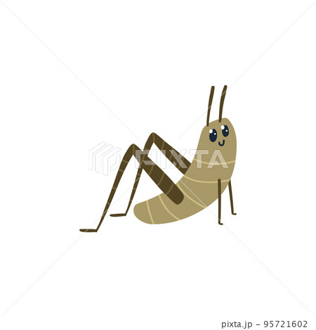 Cute cartoon green grasshopper. Vector insect... - Stock Illustration  [95721602] - PIXTA