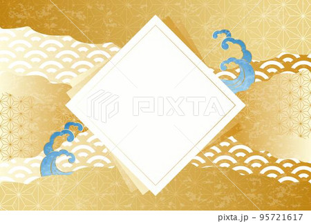 波と雲の美しい和柄背景 イラスト素材 波と雲の美しい和柄背景 イラスト素材 95721617
