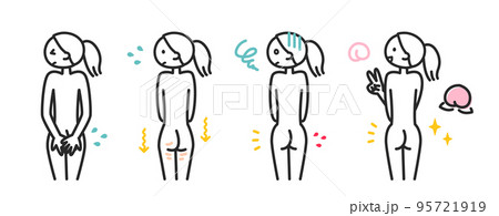 お尻に悩みを抱える女性の後ろ姿セット 95721919