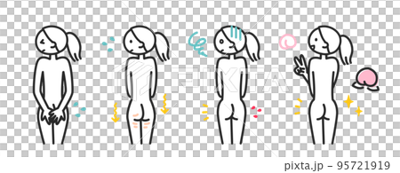 お尻に悩みを抱える女性の後ろ姿セット 95721919