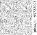 Seamless monochrome vector pattern of swirls and abstract shapes drawn with thin lines. Vector seamless texture in black color waves or flow. 95722008