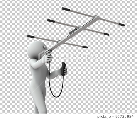 A person using a large antenna to search for sources of radio waves. Eavesdropping prevention investigator. Internal investigation. espionage activities. 95723984