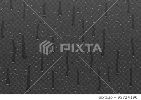 Realistic water drop transparent pattern on dark background 95724190