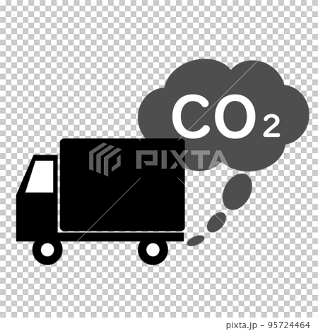 [Environmental issues] Trucks that emit CO2. CO2 reduction has become an international issue. 95724464
