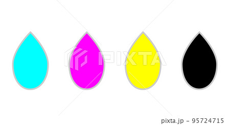 CMYKのインク。プリンターのインクカートリッジ。 CMYKのインク。プリンターのインクカートリッジ。 95724715