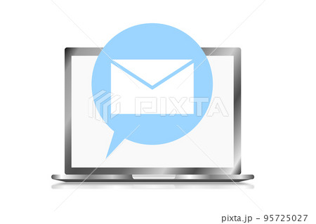 ノートパソコンにメールが届いたことを知らせるアイコン 95725027