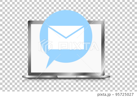 ノートパソコンにメールが届いたことを知らせるアイコン 95725027