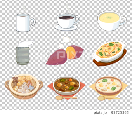 冬っぽい飲み物食べ物のイラストセット 95725365