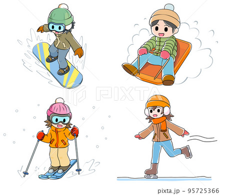 冬のスポーツのイラストセット 95725366