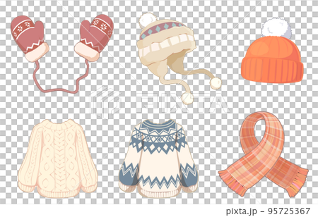 Illustration set of winter apparel 95725367
