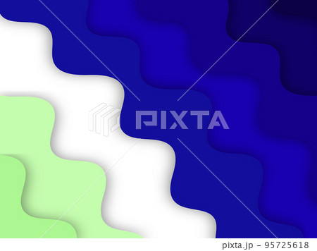 Multilayer three-dimensional texture vector background. Abstract topography concept design or current fluid illustration for website template. Origami smooth paper art form. Blue and green color. eps  95725618