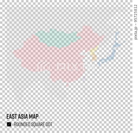 World map dot East Asia region grouped by country 95725812