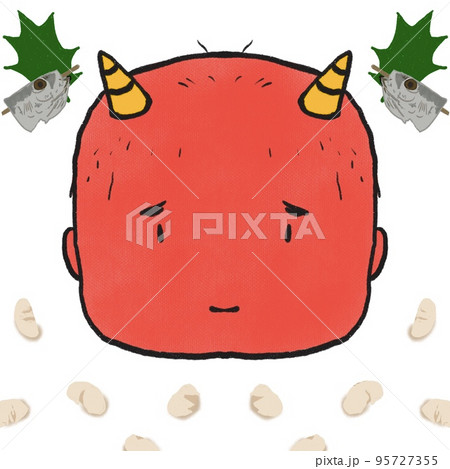 節分 豆まき 鬼 赤鬼 豆 柊 いわし 節分 豆まき 鬼 赤鬼 豆 柊 いわし 95727355