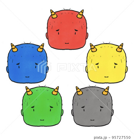 節分 豆まき 鬼 赤鬼 黄鬼 黒鬼 緑鬼 青鬼 95727550