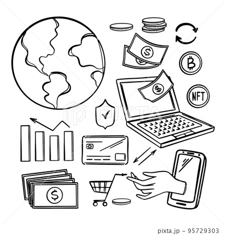 E COMMERCE MONOCHROME Set Nft Market Online Selling Of Arts And Musical Works For Crypto Network Technology For Trade Marketplace With Non-fungible Token E COMMERCE MONOCHROME Set Nft Market Online Selling Of Arts And Musical Works For Crypto Network Technology For Trade Marketplace With Non-fungible Token 95729303