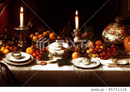festive dinner table setting for Thanksgiving festive dinner table setting for Thanksgiving 95731126