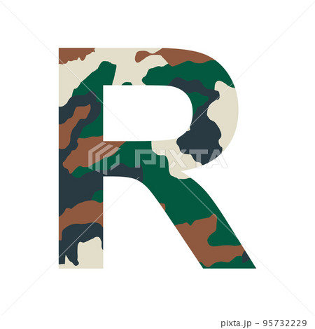 English alphabet letter R, khaki style isolated on white background - Vector English alphabet letter R, khaki style isolated on white background - Vector 95732229