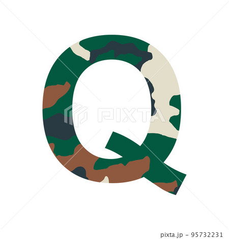 English alphabet letter Q, khaki style isolated on white background - Vector 95732231