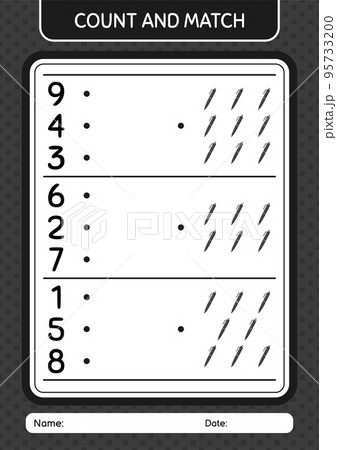 Count and match game with pen. worksheet for preschool kids, kids activity sheet 95733200