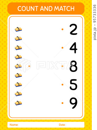 Count and match game with chalkboard eraser. worksheet for preschool kids, kids activity sheet Count and match game with chalkboard eraser. worksheet for preschool kids, kids activity sheet 95733336