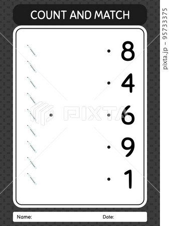 Count and match game with whiteboard marker. worksheet for preschool kids, kids activity sheet Count and match game with whiteboard marker. worksheet for preschool kids, kids activity sheet 95733375