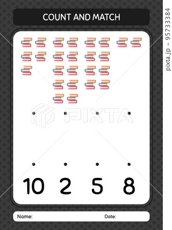 Count and match game with book. worksheet for preschool kids, kids activity sheet Count and match game with book. worksheet for preschool kids, kids activity sheet 95733384