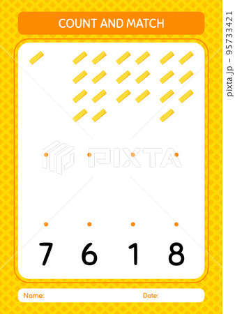 Count and match game with ruler. worksheet for preschool kids, kids activity sheet Count and match game with ruler. worksheet for preschool kids, kids activity sheet 95733421