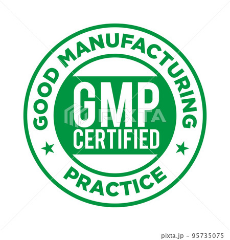 GMP (Good Manufacturing Practice) certified round stamp on white background - Vector 95735075