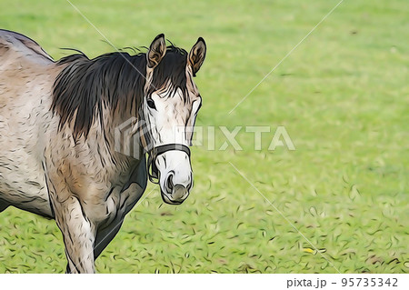 パステル調　”牧場の馬”　イラストイメージ 95735342