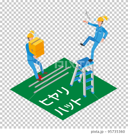 製造現場でのヒヤリハット事例のイラスト素材