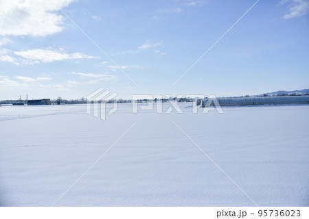 北海道　冬の田園風景 95736023