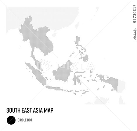 世界地図ドット 東南アジア地域 国別にグループ