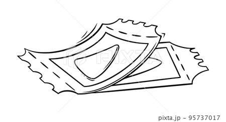 Cinema tickets sketch. Cinema tickets in doodle style. Vector illustration 95737017