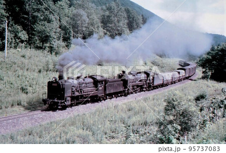 昭和45年 9600とD51牽引重連貨物列車 常紋信号所 石北本線
