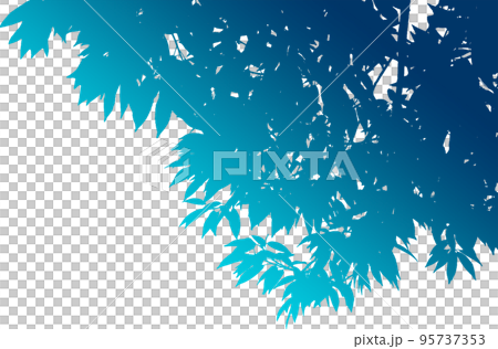 樹木下から見上げた枝葉のシルエット画像。グラデーション背景透明のイラスト 樹木下から見上げた枝葉のシルエット画像。グラデーション背景透明のイラスト 95737353