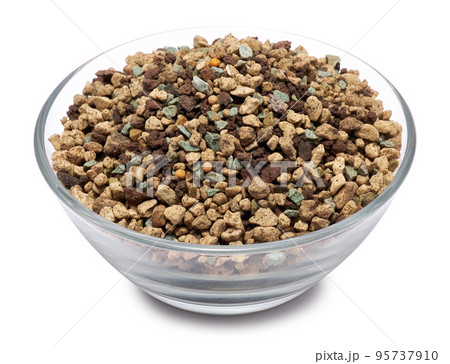 universal mineral substrate for succulents and cacti in a glass bowl isolated on white background 95737910