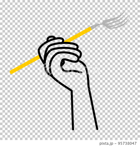 一隻手拿著叉子的插圖素材 一隻手拿著叉子的插圖素材 95738047