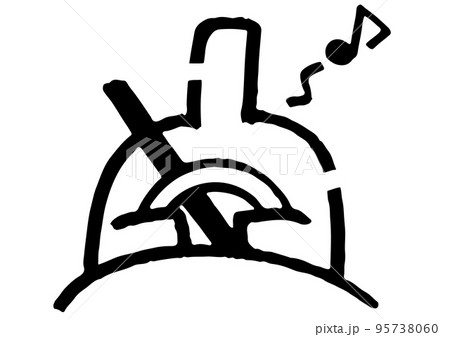 楽しくドライブする棒人間。手描きのベクターデータ。 95738060