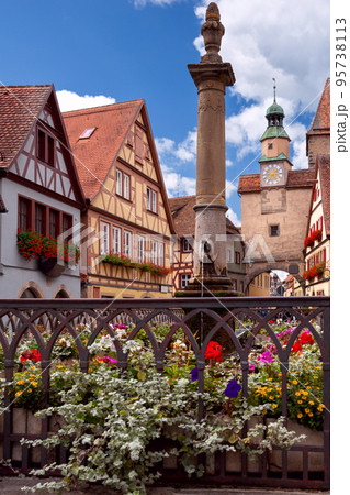 Rothenburg ob der Tauber. The old famous medieval town on a sunny day. 95738113