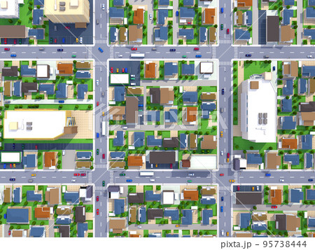 住宅街　真俯瞰　住宅　家　住まい　背景 95738444