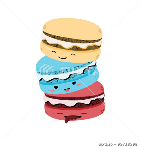Cute three colorful macarons cartoon Cute three colorful macarons cartoon 95738598
