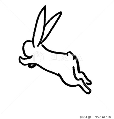 跳ねるうさぎの後ろ姿　イラスト 95738710