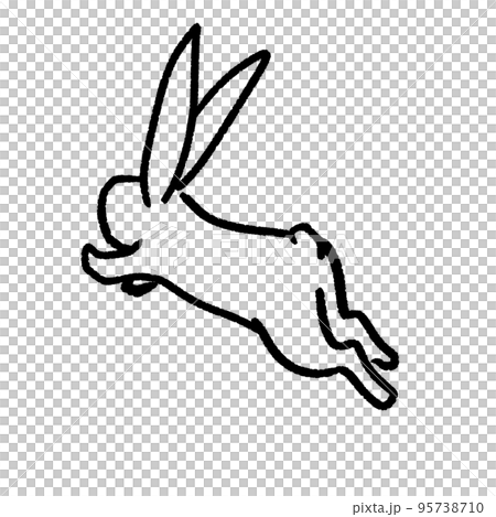 一隻跳躍的兔子插圖的後視圖-插圖素材[95738710] - PIXTA圖庫