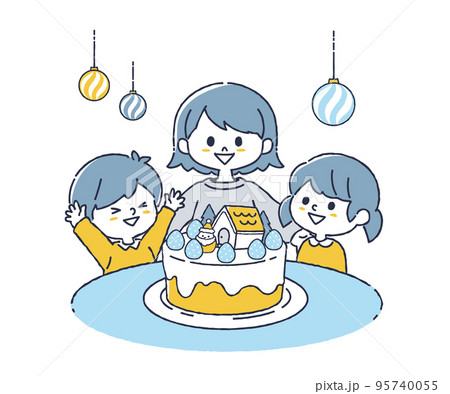 ケーキを囲む子供たち 95740055