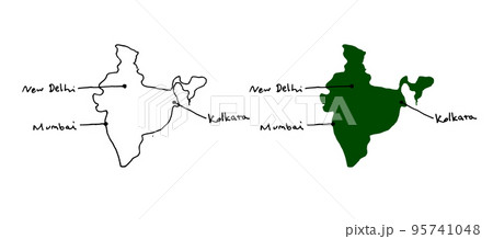 インドの手書き地図のベクターイラスト 95741048