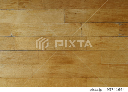 Old wooden floor background. Parquet texture or vintage hardwood planks surface for table.  95741664