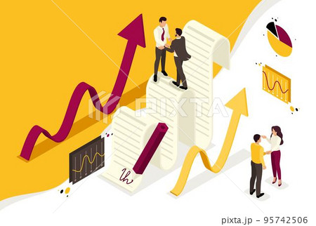 Isometric Business agreement partners, growth revenue schedules. Concept for web design Isometric Business agreement partners, growth revenue schedules. Concept for web design 95742506